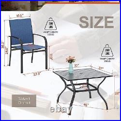 5 Piece Patio Furniture Set Outdoor Dining Set with 4 Textilene Chair Square Table