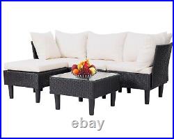 5 Pieces Patio Furniture Set, Outdoor Wicker Conversation Set with Coffee Table