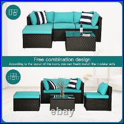 5 Pieces Rattan Patio Furniture Sets All Weather Wicker Sectional Sofa Modular