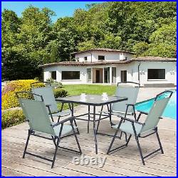 5 pc Patio Table and Chairs Dining Set Set Outdoor Metal Furniture Set