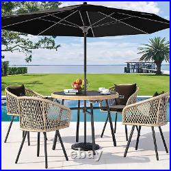 5pc Outdoor Patio Furniture Dining Set Rattan Conversation Set With Dining Tabl
