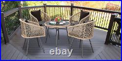 5pc Outdoor Patio Furniture Dining Set Rattan Conversation Set With Dining Table