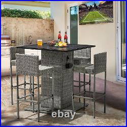 5pc Outdoor Patio Furniture Dining Set Rattan Conversation Set With Dining Tables