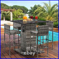 5pc Outdoor Patio Furniture Dining Set Rattan Conversation Set and Dining Table