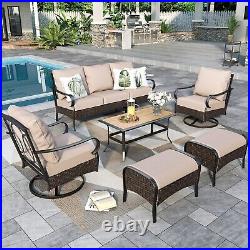 6PCS Patio Furniture Set Outdoor Conversation Set with 2 Swivel Chair for Backyard