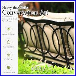 6PCS Patio Furniture Set Outdoor Conversation Set with 2 Swivel Chair for Backyard