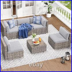 6PC Patio Furniture Set Outdoot Sectional Sofa PE Rattan Wicker Conversation Set