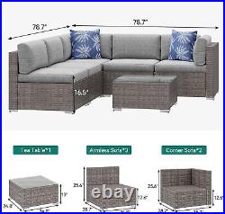 6PC Patio Furniture Set Outdoot Sectional Sofa PE Rattan Wicker Conversation Set