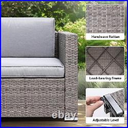 6PC Patio Furniture Set Outdoot Sectional Sofa PE Rattan Wicker Conversation Set