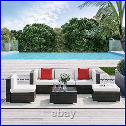 6 PCS Outdoor Rattan Sofa Furniture Infinite Options & Pure Comfort White