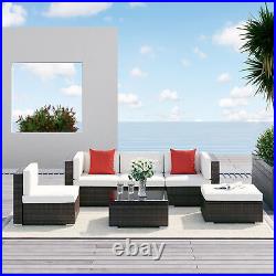 6 PCS Outdoor Rattan Sofa Furniture Infinite Options & Pure Comfort White