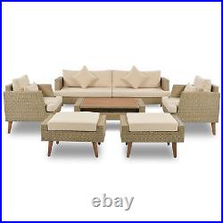 6 PCS Patio Outdoor Sectional Sofa Set Wicker Rattan Furniture Set with Cushion