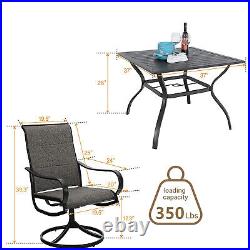6 Piece Patio Table Chairs Set with Umbrella Outdoor Garden Dining Furniture Set