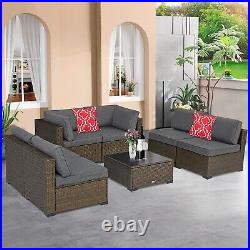 7PCS Outdoor Furniture Patio Sectional PE Wicker Rattan Sofa Set Yard Deck Couch
