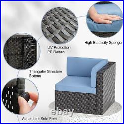 7PCS Rattan Patio Furniture Set PE Wicker Outdoor Sectional Sofa Set withCushions