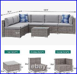 7PC Outdoor Patio Furniture Set Sectional Sofa PE Rattan Wicker Conversation Set