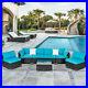 7PC Outdoor Patio Furniture Sofa PE Wicker Rattan Cushioned Couch Sectional Set