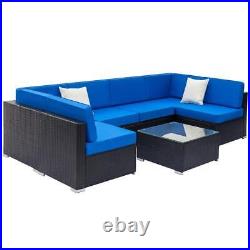 7PC Rattan PE Wicker Sofa Set Sectional Couch Cushions Patio Furniture US SHIP