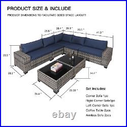7PC Rattan Wicker Sofa Set Sectional Couch Cushioned Furniture Patio Outdoor Set