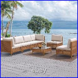 7X Patio Furniture Set Rattan Sofa Conversation Outdoor Garden with Coffee Table