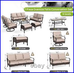 7 PCS Outdoor Rattan Wicker Patio Set Garden Lawn Sofa Chair Cushioned Furniture