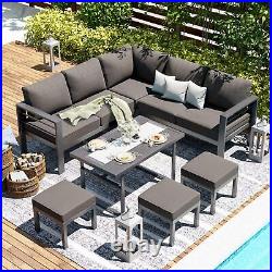 7 PCS Patio Furniture Set with Aluminum Frame, Outdoor Sectional Conversation Set