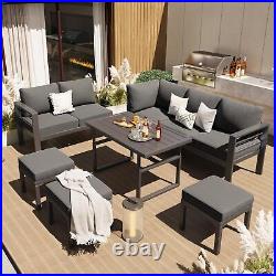 7 PCS Patio Furniture Set with Aluminum Frame, Outdoor Sectional Conversation Set