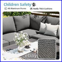 7 PCS Patio Furniture Set with Aluminum Frame, Outdoor Sectional Conversation Set