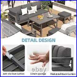 7 PCS Patio Furniture Set with Aluminum Frame, Outdoor Sectional Conversation Set