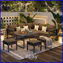 7 PCS Patio Furniture Set with Aluminum Frame, Outdoor Sectional Conversation Set