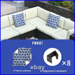 7 PCS Sectional Set Patio Sofa PE Rattan Outdoor Conversation Armless Seat Black