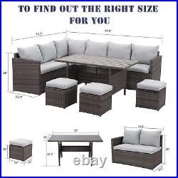 7 Pcs Outdoor Patio Furniture Set Dining Sectional Sofa Wicker Conversation Set