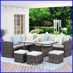 7 Pcs Outdoor Patio Furniture Set Dining Sectional Sofa Wicker Conversation Set