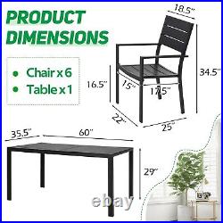 7-Piece Aluminum Outdoor Dining Set Patio Table and Chairs Set Furniture Set