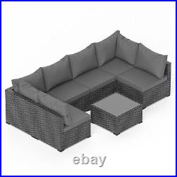 7 Piece Outdoor Patio Furniture Set Black PE Rattan Wicker Sofa Set With Table