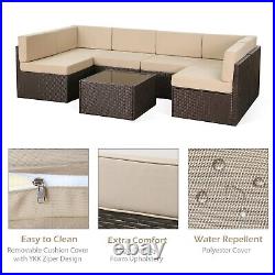 7 Piece Outdoor Patio Furniture Set PE Rattan Wicker Conversation Sofa Set