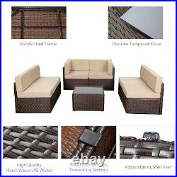 7 Piece Outdoor Patio Furniture Set PE Rattan Wicker Conversation Sofa Set