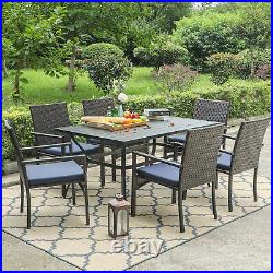 7 Piece Outdoor Patio Furniture Set Rattan Chairs Metal Table Wicker Furnitures