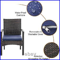 7 Piece Outdoor Patio Furniture Set Rattan Chairs Metal Table Wicker Furnitures