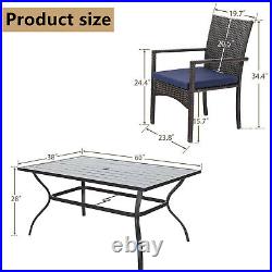 7 Piece Outdoor Patio Furniture Set Rattan Chairs Metal Table Wicker Furnitures