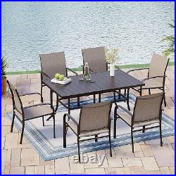 7 Piece Patio Dining Furniture Set Outdoor Table Chairs Set Rectangular Tables