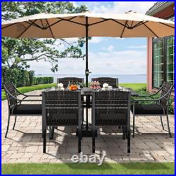 7 Piece Patio Dining Set Outdoor Furniture Set Metal Black Table Set