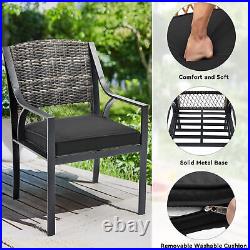 7 Piece Patio Dining Set Outdoor Furniture Set Metal Black Table Set