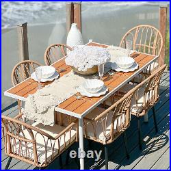 7 Piece Patio Dining Set Rattan Wicker Dining Chair & Table with Umbrella Hole