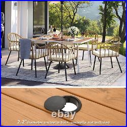 7-Piece Patio Dining Set Rattan Wicker Outdoor Furniture Set with 6 Chairs & Table