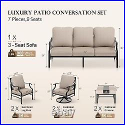 7 Piece Patio Furniture Set Outdoor Conversation Set for Lawn Backyard 9-Seats