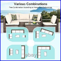 7 Pieces Outdoor Patio Furniture Sets, Wicker Sectional Sofa Conversation Sets
