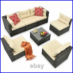 7 Pieces Outdoor Patio Furniture Sets Wicker Sectional Sofa Conversation Sets