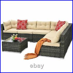 7 Pieces Outdoor Patio Furniture Sets Wicker Sectional Sofa Conversation Sets