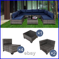 7-Pieces Patio Furniture Set Outdoor Sectional Sofa Rattan Wicker Sofa With Table